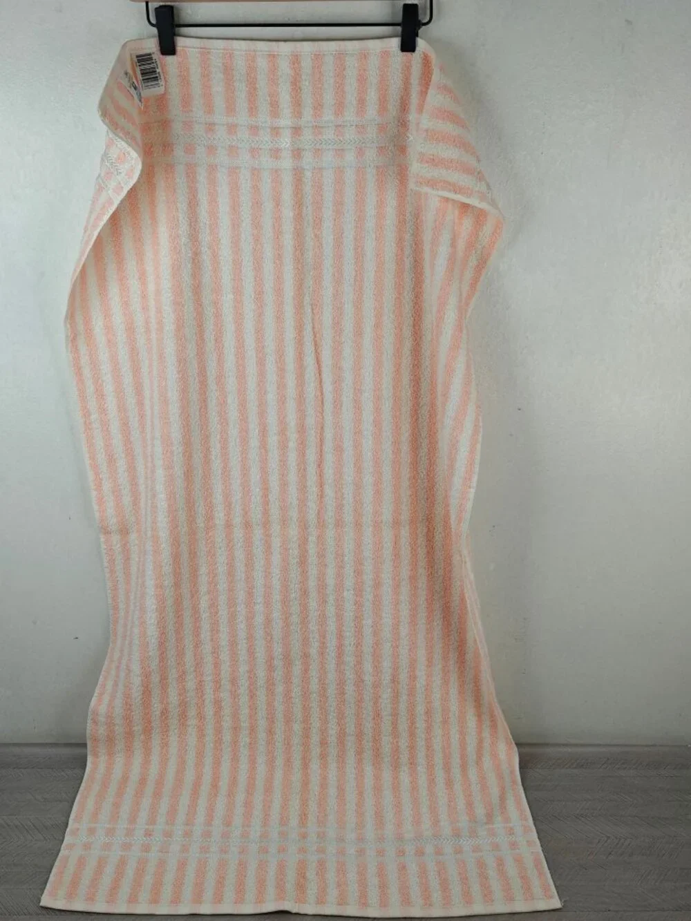 NEW Vintage Cannon Royal Family Cotton 6 pc Towel Set Striped Solid Peach White